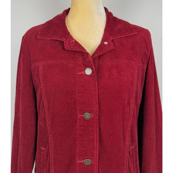 Pendleton Corduroy Button Front Jacket Red Women’s Large Dark Academia Romantic - Picture 3 of 9